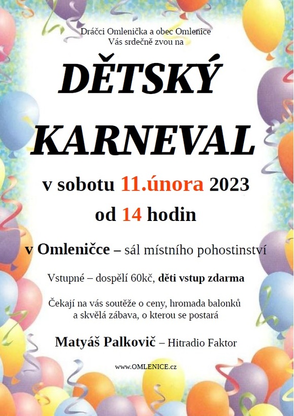 Dětský karneval v Omleničce dne 11.2.2023